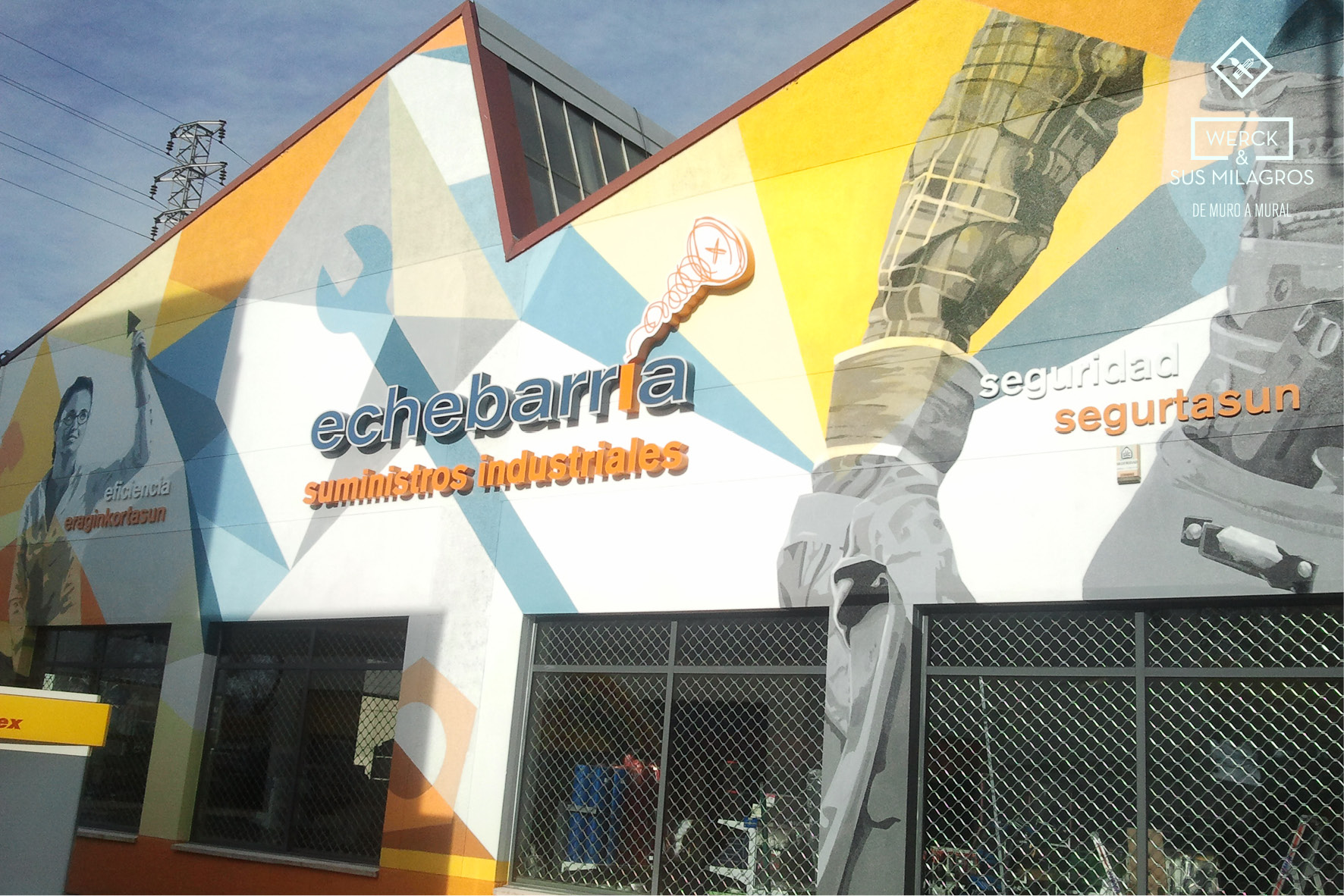 mural empresa, ECHEBARRIA SUMINISTROS INDUSTRIALES, verónica werckmeister, diseño gráfico álava, beatriz sancho etxeberria, milagros a lurdes
