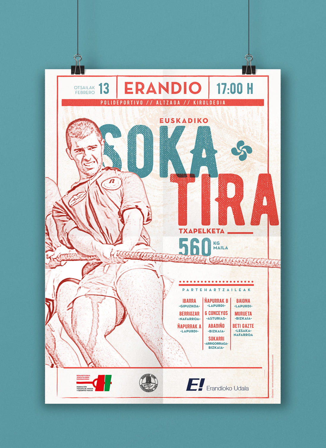 cartel Aizkolari, cartel FEDERACIÓN BIZKAINA DE JUEGOS Y DEPORTES VASCOS, diseño gráfico Araba